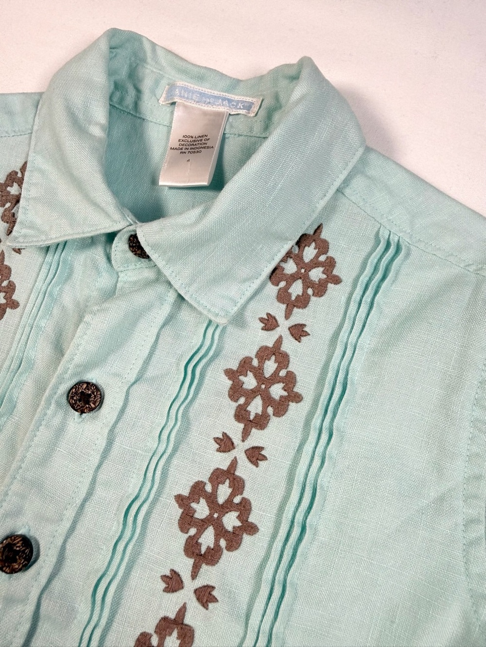 JANE AND JACK Boys Size 4 Linen Hawaiian Retro Coastal Tropical Button Up Shirt - Picture 2 of 10